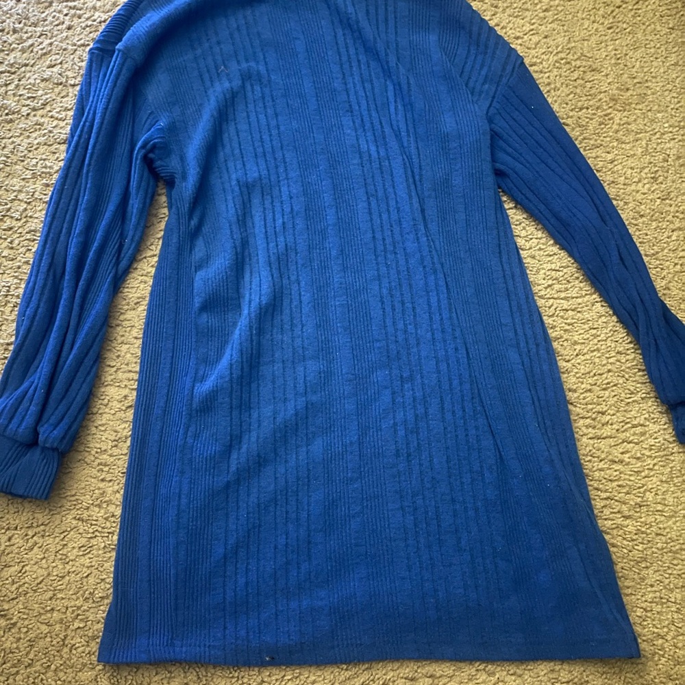 Blue Ribbed Women's Sweater